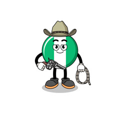 Character mascot of nigeria flag as a cowboy