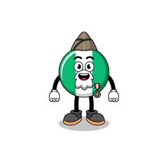 Character cartoon of nigeria flag as a veteran