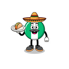 Character cartoon of nigeria flag as a mexican chef