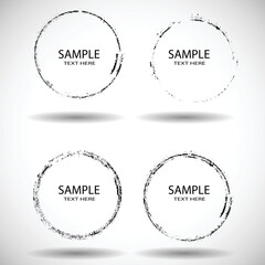 Vector Frames. circle for image. distress texture . Grunge Black gough borders  . Dirt effect . 