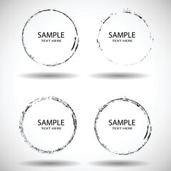 Vector Frames. circle for image. distress texture . Grunge Black gough borders  . Dirt effect . 