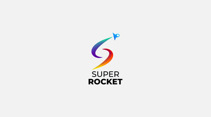 Letter S Super rocket logo design template icon