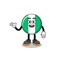 nigeria flag cartoon with welcome pose