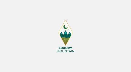 Luxury mountain adventure vector design logo illustration icon