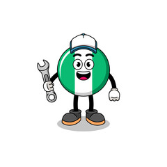 nigeria flag illustration cartoon as a mechanic