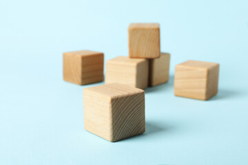 Wooden cubes, blank wooden cubes for different concepts