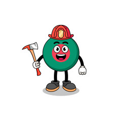 Cartoon mascot of bangladesh flag firefighter