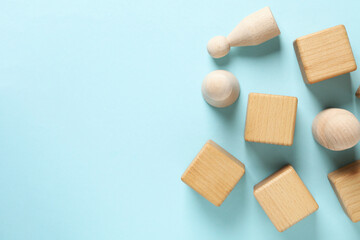 Blank wooden cubes for different concepts, space for text