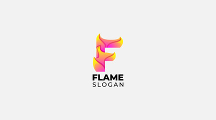 Gradient Letter f flame logo design vector template