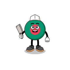 Mascot of bangladesh flag as a butcher