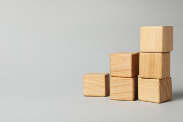 Blank wooden cubes for different concepts, space for text