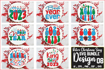 Retro Happy New Year SVG Bundle