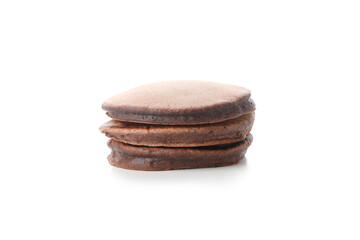 Fototapeta na wymiar Concept of sweet food, chocolate pancakes, isolated on white background