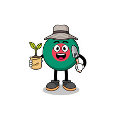 Illustration of bangladesh flag cartoon holding a plant seed
