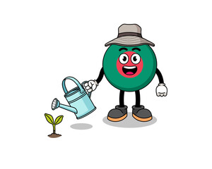 Illustration of bangladesh flag cartoon watering the plant
