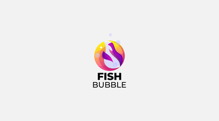 Fish bubble vector logo design illustration icon