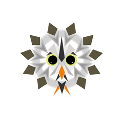 Owl head made of patterns and crooked shapes