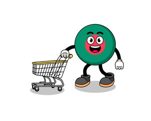 Cartoon of bangladesh flag holding a shopping trolley