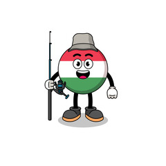 Mascot Illustration of hungary flag fisherman