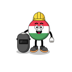 Mascot of hungary flag as a welder