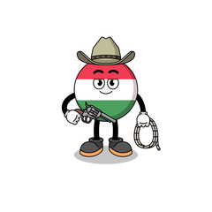 Character mascot of hungary flag as a cowboy