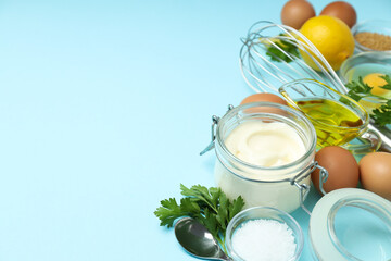 Concept of sauce, mayonnaise, space for text