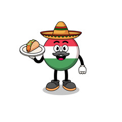 Character cartoon of hungary flag as a mexican chef