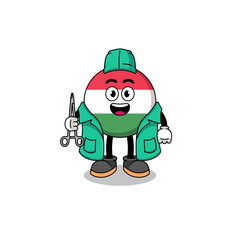 Illustration of hungary flag mascot as a surgeon