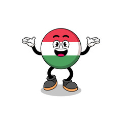 hungary flag cartoon searching with happy gesture