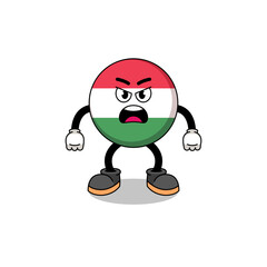 Naklejka premium hungary flag cartoon illustration with angry expression