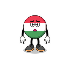 hungary flag cartoon illustration with sad face