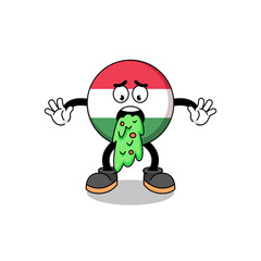hungary flag mascot cartoon vomiting