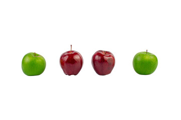 Fresh red and green apples isolated on transparent background