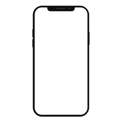 Smartphone with blank white screen for infographic global business, application, game, and web page view . Mobile phone screen front view display. Transparent PNG.