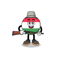 Cartoon Illustration of hungary flag hunter
