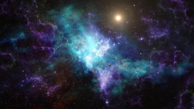 colorful nebulae and floating particles in the universe.