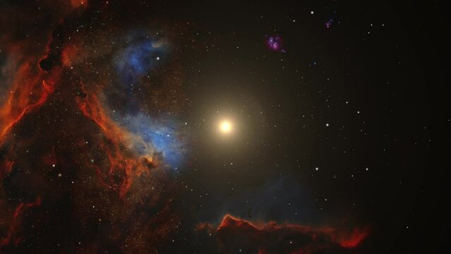 4k floating and moving nebula in the great universe