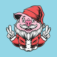 cute pig santa vector character