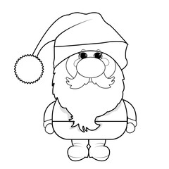 Christmas coloring book for children santa.Coloring page outline of cartoon smiling cute Santa Claus. Colorful vector illustration, winters coloring book for kids.
