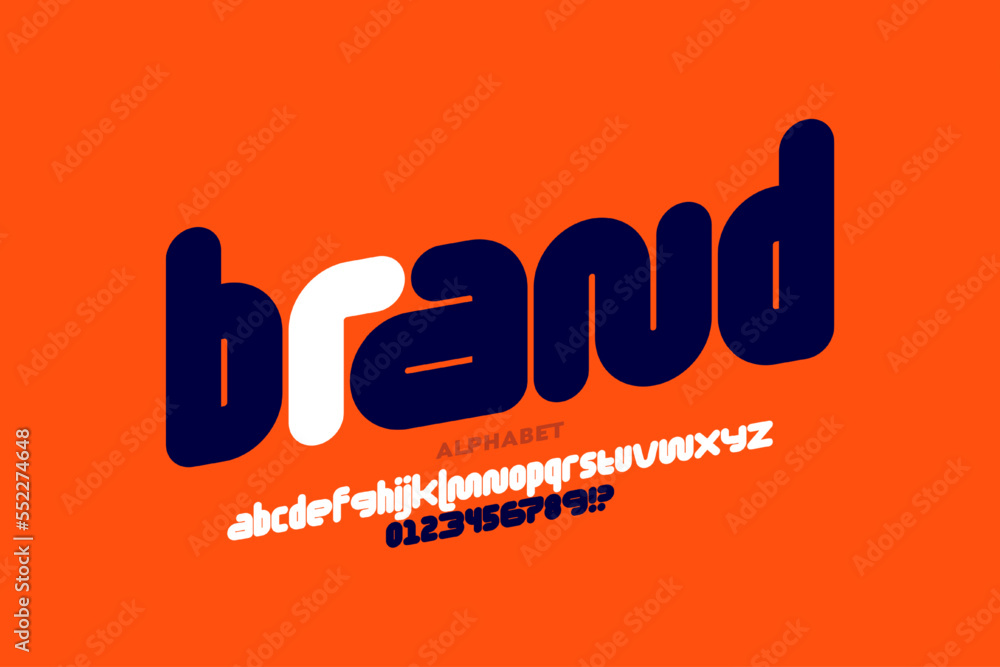 Fototapete modern lowercase style font design, alphabet letters and numbers vector illustration