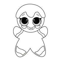 Christmas coloring book for children Gingerbread man.Colorful vector illustration, coloring book for kids