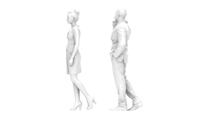 3D High Poly Humans - SET3 Monochromatic - Left View