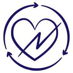 Improved heart function. Minimal vector icon drawn with brush line. Blue linear medical pictogram isolated on transparent background