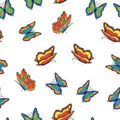 Bright multicolored butterflies seamless pattern. Wallpaper, background, children party, craft paper