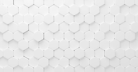 White hexagon texture background 3D render