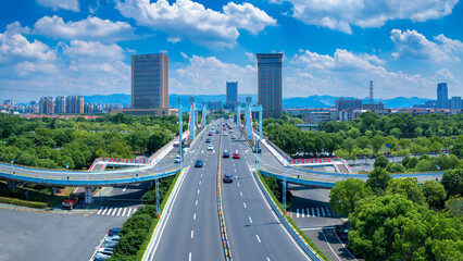 Fototapeta premium Urban environment of the Best Bridge in Yuyao City, Zhejiang Province, China