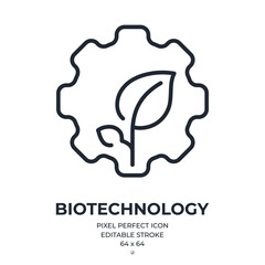 Fototapeta na wymiar Esg, biotechnology and environment concept editable stroke outline icon isolated on white background flat vector illustration. Pixel perfect. 64 x 64.