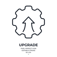 Upgrade and growth concept editable stroke outline icon isolated on white background flat vector illustration. Pixel perfect. 64 x 64.
