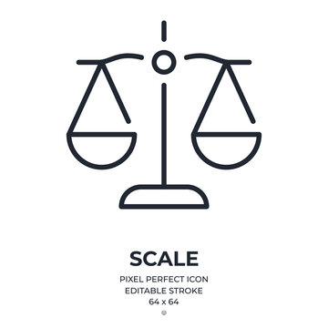 Scale editable stroke outline icon isolated on white background flat vector illustration. Pixel perfect. 64 x 64.