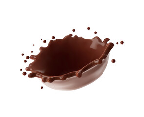 Realistic chocolate crown splash. Vector illustration isolated on white background. Сan easily be used for different backgrounds. EPS10.	